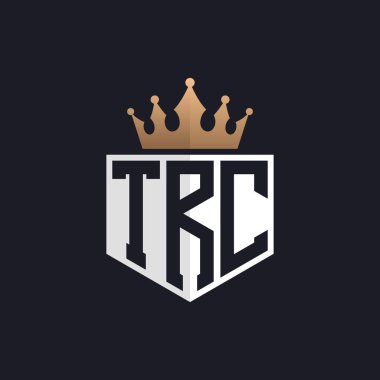 Crown 'lu lüks TRC Logosu. Seçkin Markalar için Zarif Baş harfler TRC Harf Logosu. Üst Düzey İşletmeler için TRC Monogramı