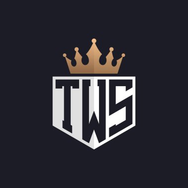 Crown 'lu lüks TWS Logosu. Seçkin Markalar için TWS Letter Logosu. Üst Düzey İşletmeler için TWS Monogramı