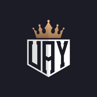 Crown 'lu lüks UAY logosu. Seçkin Markalar için UAY Letter Logosu. Üst Düzey İşletmeler için UAY Monogramı