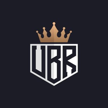 Crown 'lu lüks UBR logosu. Seçkin Markalar için Zarif Baş harfler UBR Harf Logosu. Üst Düzey İşletmeler için UBR Monogramı