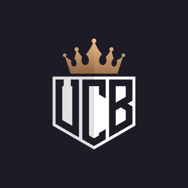 Crown 'lu lüks UCB logosu. Seçkin Markalar için Zarif Baş harfler UCB Harf Logosu. Yüksek Kalite İşletmeler için UCB Monogramı