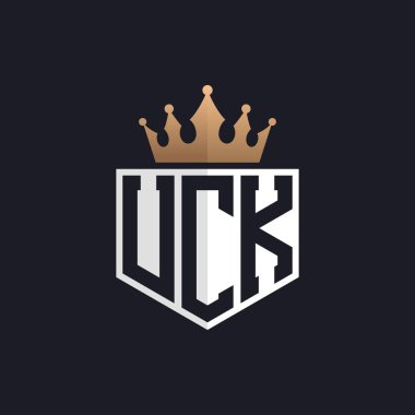 Crown 'lu lüks UCK Logosu. Seçkin Markalar için Zarif Baş harfler UCK Harf Logosu. Yüksek Kalite İşletmeler İçin UCK Monogramı