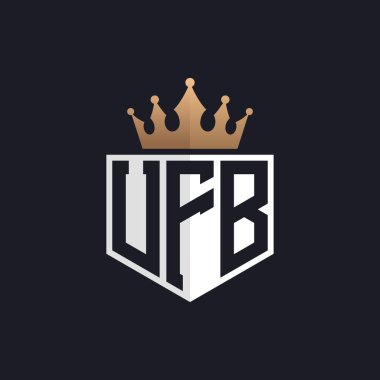 Crown 'lu lüks UFB logosu. Seçkin Markalar için Zarif Baş harfler UFB Harf Logosu. Üst Düzey İşletmeler için UFB Monogramı