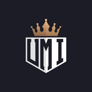 Luxury UMI Logo with Crown. Elegant Initials UMI Letter Logo for Exclusive Brands. Letter UMI Monogram for High-End Businesses clipart