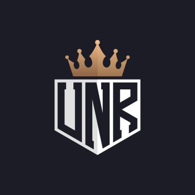 Luxury UNR Logo with Crown. Elegant Initials UNR Letter Logo for Exclusive Brands. Letter UNR Monogram for High-End Businesses clipart