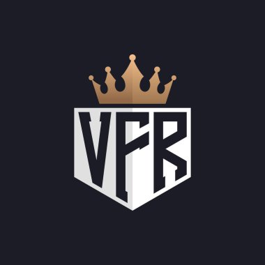 Luxury VFR Logo with Crown. Elegant Initials VFR Letter Logo for Exclusive Brands. Letter VFR Monogram for High-End Businesses clipart