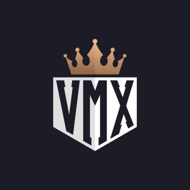 Luxury VMX Logo with Crown. Elegant Initials VMX Letter Logo for Exclusive Brands. Letter VMX Monogram for High-End Businesses clipart