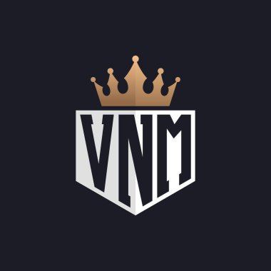 Luxury VNM Logo with Crown. Elegant Initials VNM Letter Logo for Exclusive Brands. Letter VNM Monogram for High-End Businesses clipart