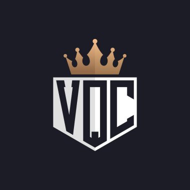 Luxury VQC Logo with Crown. Elegant Initials VQC Letter Logo for Exclusive Brands. Letter VQC Monogram for High-End Businesses clipart