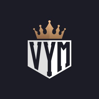 Crown 'lu lüks VYM logosu. Seçkin Markalar için Zarif Baş harfler VYM Harf Logosu. Üst Düzey İşletmeler için VYM Monogramı