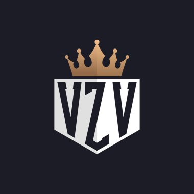 Luxury VZV Logo with Crown. Elegant Initials VZV Letter Logo for Exclusive Brands. Letter VZV Monogram for High-End Businesses clipart