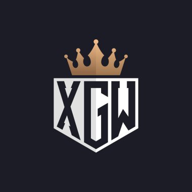 Crown 'la lüks XGW logosu. Seçkin Markalar için XGW Harf Logosu. Üst Düzey İşletmeler için XGW Monogramı