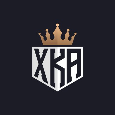 Crown 'lu lüks XKA logosu. Seçkin Markalar için XKA Harf Logosu. Üst Düzey İşletmeler için XKA Monogramı