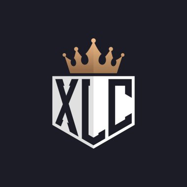 Crown 'la lüks XLC Logosu. Seçkin Markalar için XLC Harf Logosu. Üst Düzey İşletmeler için XLC Monogramı