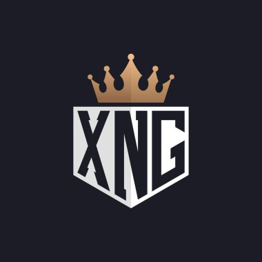 Luxury XNG Logo with Crown. Elegant Initials XNG Letter Logo for Exclusive Brands. Letter XNG Monogram for High-End Businesses clipart