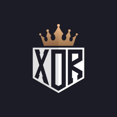 Luxury XOR Logo with Crown. Elegant Initials XOR Letter Logo for Exclusive Brands. Letter XOR Monogram for High-End Businesses clipart