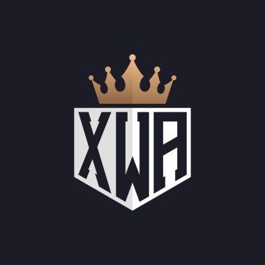 Crown 'la lüks XWA logosu. Seçkin Markalar için XWA Harf Logosu. Yüksek Kalite İşletmeler için XWA Monogramı