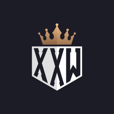 Crown 'la lüks XXW logosu. Seçkin Markalar için XXW Harf Logosu. Üst Düzey İşletmeler için XXW Monogramı