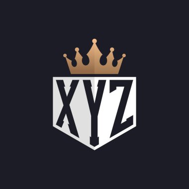 Crown 'la lüks XYZ logosu. Seçkin Markalar için XYZ Harf Logosu. Üst Düzey İşletmeler için XYZ Monogramı