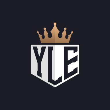 Crown 'lu lüks YLE logosu. Seçkin Markalar için Zarif Baş harfler YLE Harf Logosu. Üst Düzey İşletmeler için YLE Monogramı