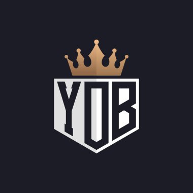 Luxury YOB Logo with Crown. Elegant Initials YOB Letter Logo for Exclusive Brands. Letter YOB Monogram for High-End Businesses clipart