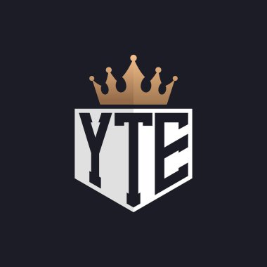 Crown 'lu lüks YTE logosu. Seçkin Markalar için YTE Letter Logosu. Üst Düzey İşletmeler için YTE Monogramı