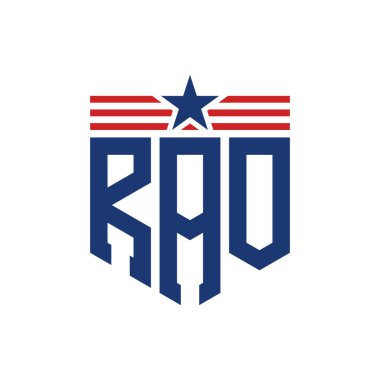 Yıldız ve Amerikan Bayrak Kayışlı Yurtsever RAO logosu. US Flag ile RAO Logosu