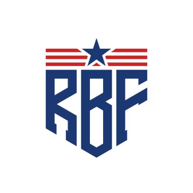 Yıldız ve Amerikan Bayrak Kayışlı Vatansever RBF logosu. USA Flag ile RBF Logosu