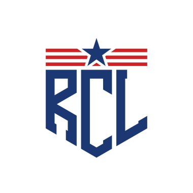 Yıldız ve Amerikan Bayrak Kayışlı Yurtsever RCL logosu. ABD Bayrağı ile RCL Logosu