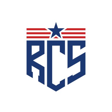 Yıldız ve Amerikan Bayrak Kayışlı Yurtsever RCS logosu. ABD Bayrağı ile RCS Logosu