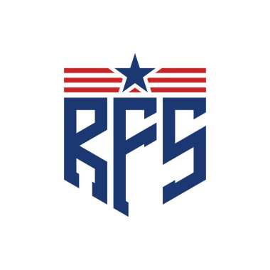 Yıldız ve Amerikan Bayrak Kayışlı Yurtsever RFS logosu. ABD Bayrağı ile RFS Logosu