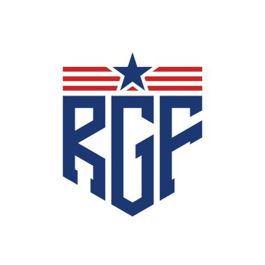 Yıldız ve Amerikan Bayrak Kayışlı Yurtsever RGF logosu. ABD Bayrağı ile RGF Logosu