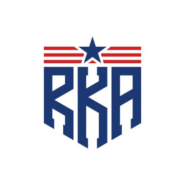 Yıldız ve Amerikan Bayrak Kayışlı Vatansever RKA logosu. ABD Bayrağı ile RKA Logosu