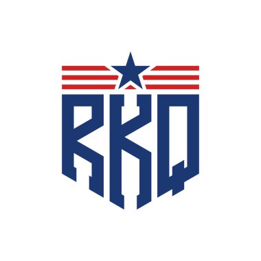 Yıldız ve Amerikan Bayrak Kayışlı Vatansever RKQ logosu. ABD Bayrağı ile RKQ harfi logosu