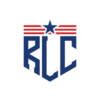 Yıldız ve Amerikan Bayrak Kayışlı Yurtsever RLC logosu. US Flag ile RLC Logosu