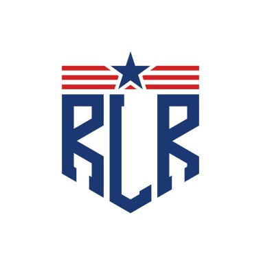 Yıldız ve Amerikan Bayrak Kayışlı Yurtsever RLR logosu. ABD Bayrağı ile RLR Logosu