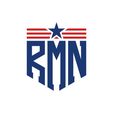 Star ve American Flag Straps 'li Vatansever RMN logosu. ABD Bayrağıyla RMN Logosu