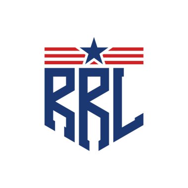 Star ve American Flag Straps 'li Patriotic RRRRL logosu. USA Flag ile RRRL Logosu