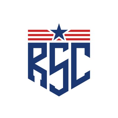 Star ve American Flag Straps 'li Vatansever RSC logosu. ABD Bayrağı ile RSC Logosu
