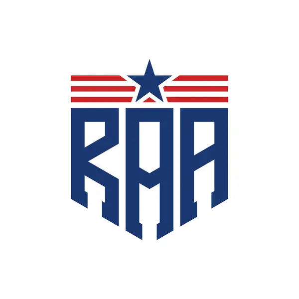 stock vector Patriotic RAA Logo with Star and American Flag Straps. Letter RAA Logo with USA Flag