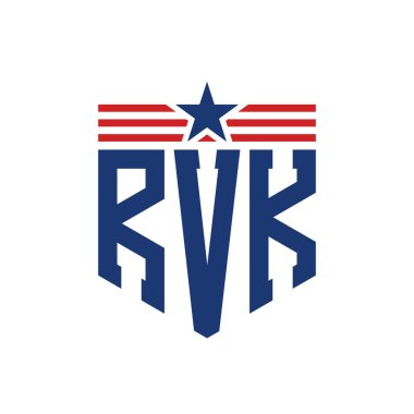 Star ve American Flag Straps 'li Patriotic RVK logosu. ABD Bayrağı ile RVK Logosu