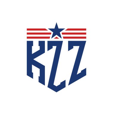 Yıldız ve Amerikan Bayrak Kayışlı Yurtsever KZZ logosu. USA Flag ile KZZ logosu