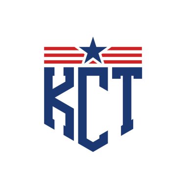 Star ve American Flag Straps 'li Vatansever KCT logosu. ABD Bayrağı ile KCT Logosu Mektubu