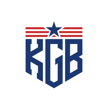 Yıldız ve Amerikan Bayrak Kayışlı Vatansever KGB logosu. ABD Bayrağı ile KGB Logosu