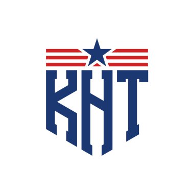 Yıldız ve Amerikan Bayrak Kayışlı Vatansever KHT logosu. USA Flag ile KHT Logosu