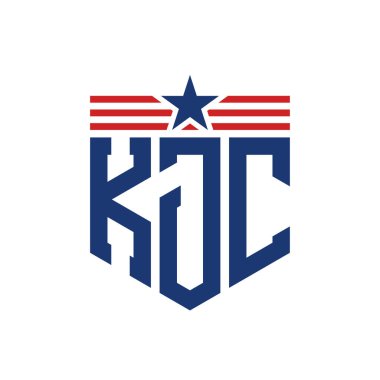 Star ve American Flag Straps 'li Vatansever KJC logosu. ABD Bayrağı ile KJC Logosu