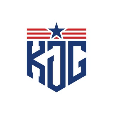 Yıldız ve Amerikan Bayrak Kayışlı Vatansever KJG logosu. ABD Bayrağı ile KJG logosu