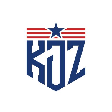 Yıldız ve Amerikan Bayrak Kayışlı Vatansever KJZ logosu. USA Flag ile KJZ Logosu