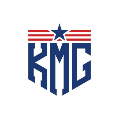 Yıldız ve Amerikan Bayrak Kayışlı Vatansever KMG logosu. USA Flag ile KMG logosu