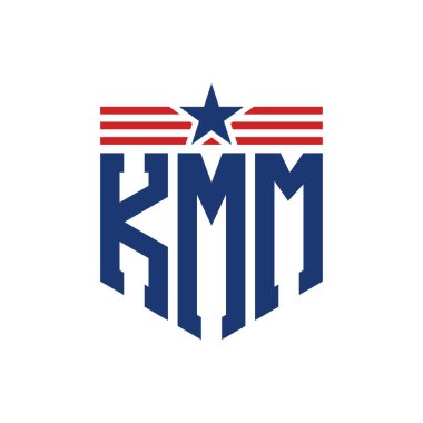 Star ve American Flag Straps 'li Vatansever KMM logosu. USA Flag ile KMM Logosu